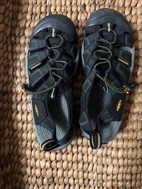 Keen Black Sandals with Yellow Accents